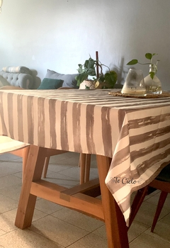 Mantel Antimancha Rayado Beige - TE CIELO