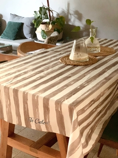 Mantel Antimancha Rayado Beige en internet