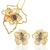 Conjunto Semijoia Flor Vazado Miolo Azul - comprar online