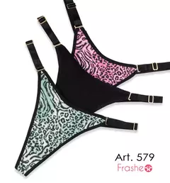 PACK X3 DE TANGA CAVADA DE ALGODÓN LYCRA ESTAMPADO WILD ART 579 FRASHE