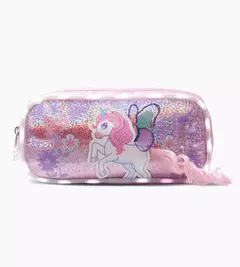 CARTUCHERA FOOTY 2 CIERRES ART.F63042 C/LUZ UNICORN WINGS ROSA CON LILA