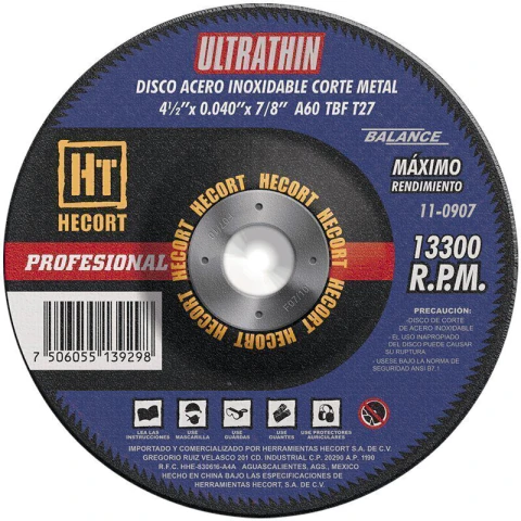 ABRAS DISCO CORTE INOX. ULTRATHIN 41/2"x0.040"x7/8"