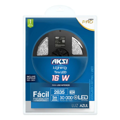 Tira LED para interior (IP20) color azul (5 mts) - Linea PRO