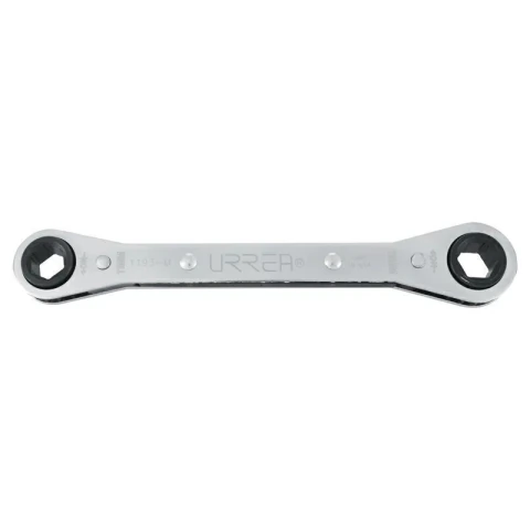 Llave de estrías pulido espejo plana de matraca métrica, 6 puntas, 11 x 12 mm