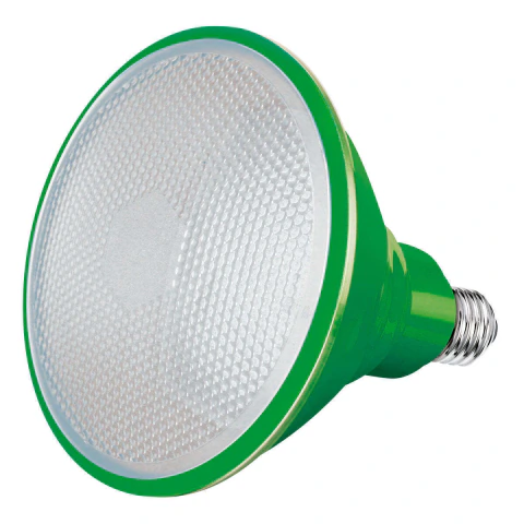 Foco LED PAR 38 12W Verde IP65, caja color