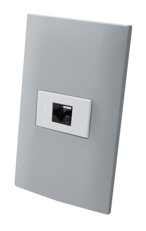 Receptaculo telefonico con placa plastica - Plata - Linea ALTIMUS