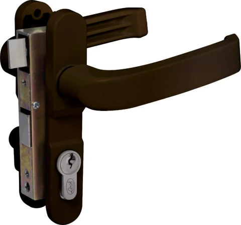 Cerradura europea para puerta de aluminio color café