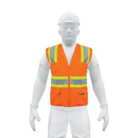 Chaleco de seguridad naranja max visibilidad y 6 bolsas