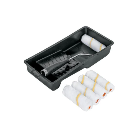 Kit de rodillo para pintar, 4' (maneral, charola y 5 felpas)