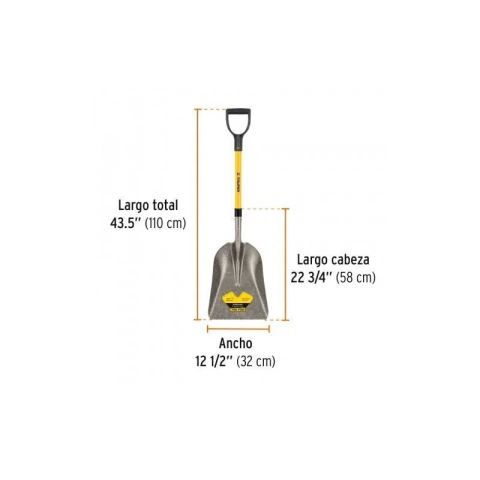 Pala carbonera Tru Pro, puño 'Y', mango de fibra de vidrio
