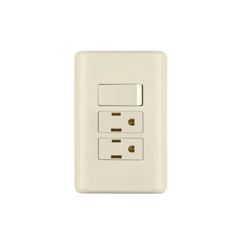Placa armada interruptor y 2 contactos, marfil, Basic