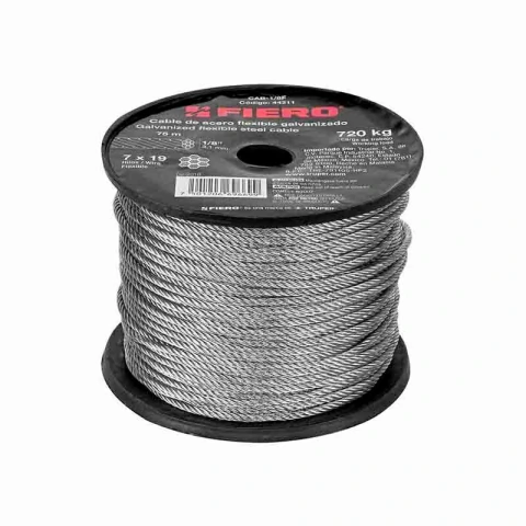 Metro de cable flexible 1/8' de acero 7x19 hilos, 75 m