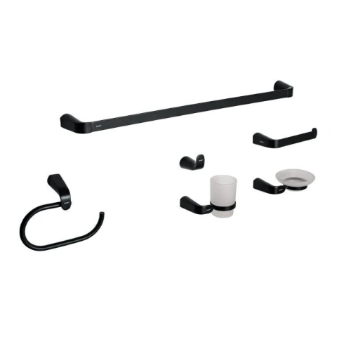 Juego de 6 accesorios para baño, negro, FOSET RIVIERA