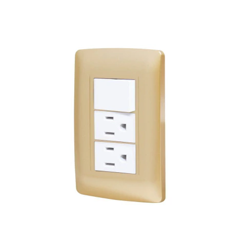 Placa Golden apagador y contacto doble