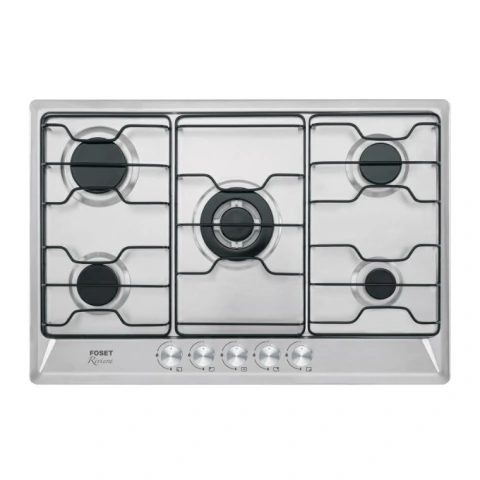 Parrilla gas empotrable 75cm, 5 quem, inox, esmalte, FOSET