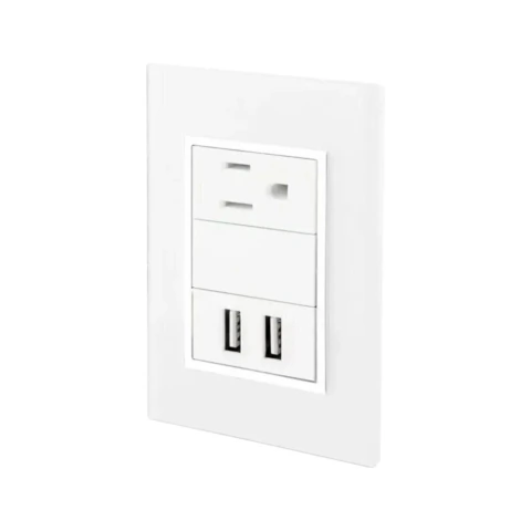Placa Venecia Blanco doble USB y contacto