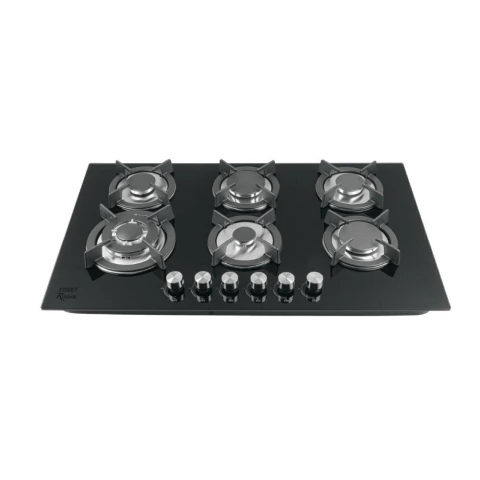 Parrilla gas empotrable 90cm, 6 quem, vidrio negro, RIVIERA