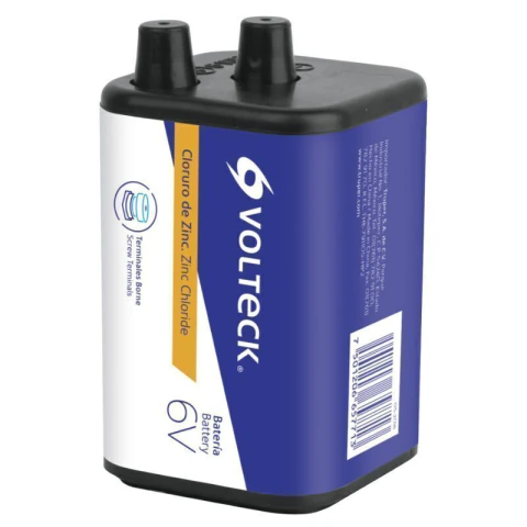 Pila cloruro de zinc, 6v, terminales de resorte, Volteck