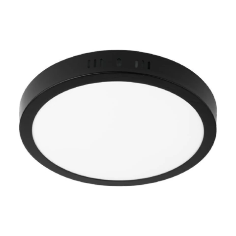 Luminario LED plafón 18W 6500K, redondo, negro, VOLTECK