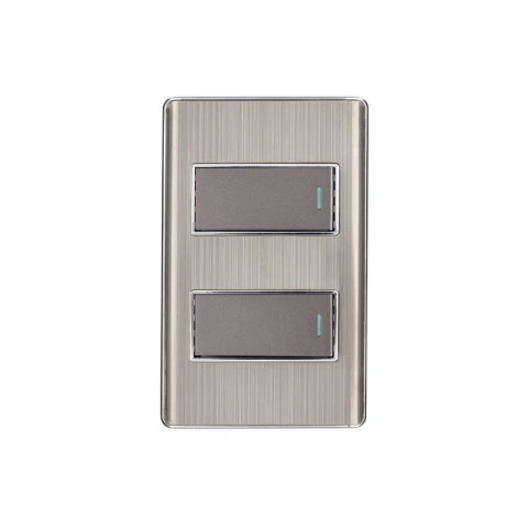 Placa armada acero inox con 2 interruptores 1 módulo, Lisboa