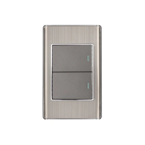 Placa armada acero inox 2 interruptores 1.5 módulos, Lisboa