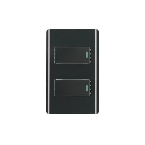 Placa armada negra 1 interruptor y 1 de 3 vías 1 mód,Lisboa