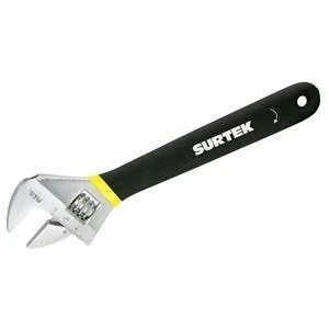 Llave ajustable cromada con mango Rubber grip de plastisol 8"