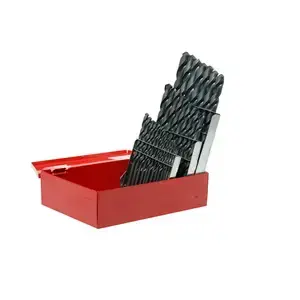 Juego de brocas negras de acero de alta velocidad zanco recto, 29 piezas