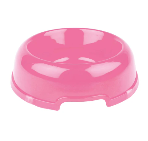 PLATO REDONDO PARA PERRO CHICO - TRANSPARENTE, ROSA