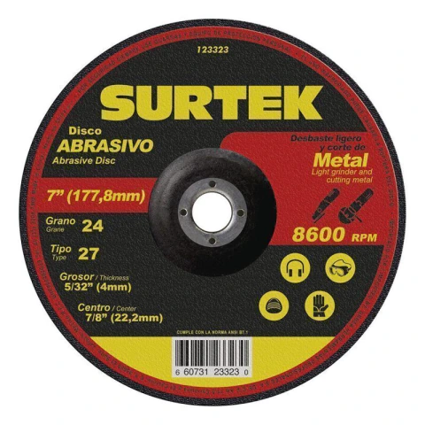 Disco abrasivo tipo 27 para desbaste de metal 9x5/32"