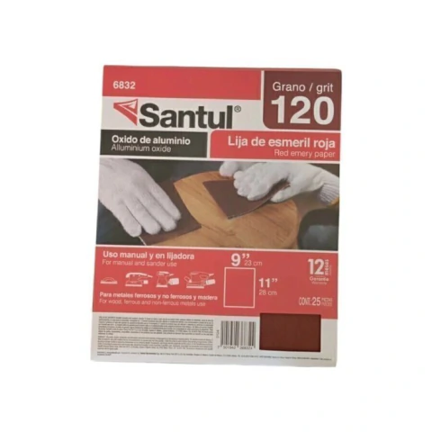 Lija de esmeril roja 120 Paq. 25 piezas Precio por pieza