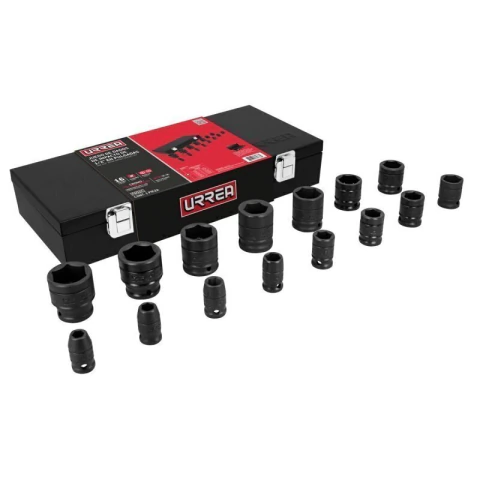 Juego de dados de impacto cuadro de 1/2", 6 puntas, en pulgadas, 15 piezas en caja