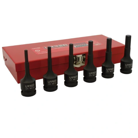 Juego de dados de impacto con punta hexagonal cuadro 1/2" en pulgadas, 6 piezas