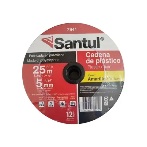 Cadena de 5 mm de plástico amarilla, carrete de 25m Precio por pieza