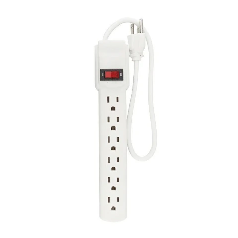 Multicontacto blanco 6 entrada s c/luz indicadora 14AWG
