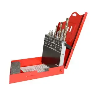 Juego de brocas premium y extractores de acero de alta velocidad,10 piezas en caja metálic