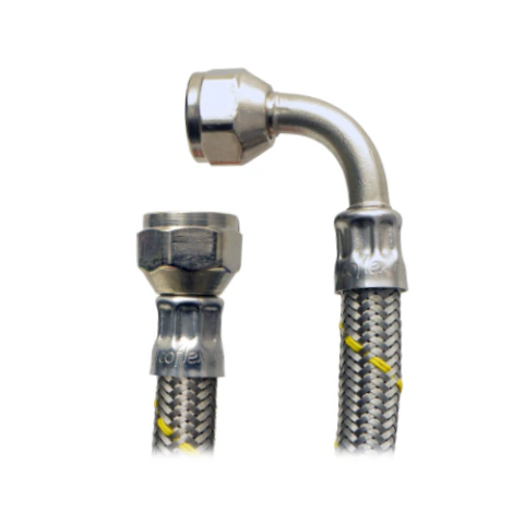 CONECTOR FLEXIBLE CON CODO DE 90 GRADOS COFLEX AG90-B100 3/8 FL X 3/8 FL X 100CM ACERO P/ GAS