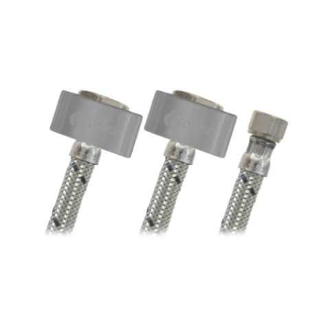 CONECTOR FLEXIBLE COFLEX AL-U55 1/2 FIP X 1/2 FIP X 3/8 COMP. 55 CM ACERO PREMIUM P/ LAV-FREG