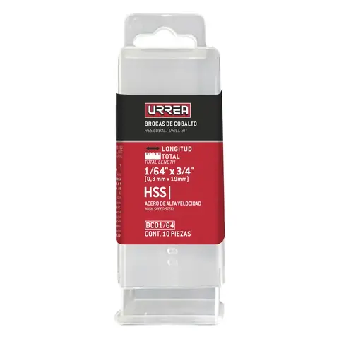 Broca con cobalto de acero de alta velocidad zanco recto 1/64"