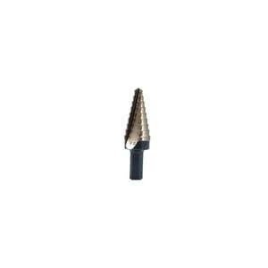 Broca escalonada de acero con doble estría #4, 1/4" - 3/4" zanco 3 planos