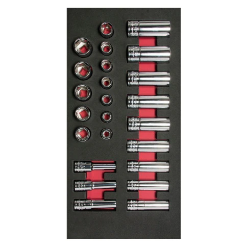 Juego de dados cortos y largos cuadro de 3/8" métricos 24 piezas, CH107-C