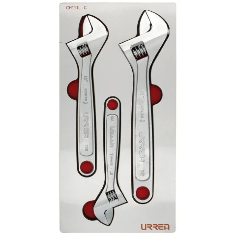 Juego de llaves ajustables cromadas con cubierta laminada 3 piezas, CH111L-C