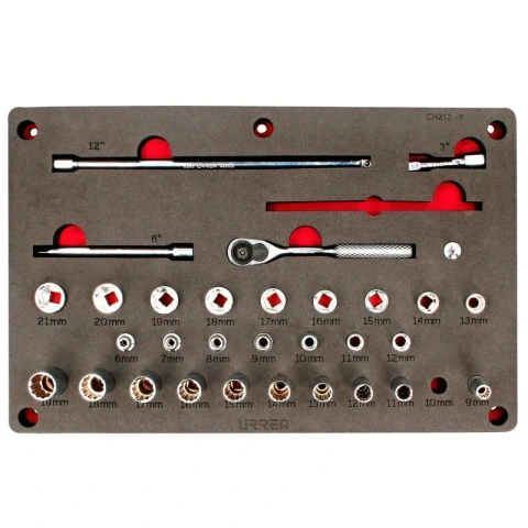 Juego de dados y accesorios cuadro de 3/8" combinados 35 piezas, CH212P-C