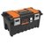 Caja plástica 22" c/compartimentos, naranja, broche metálico
