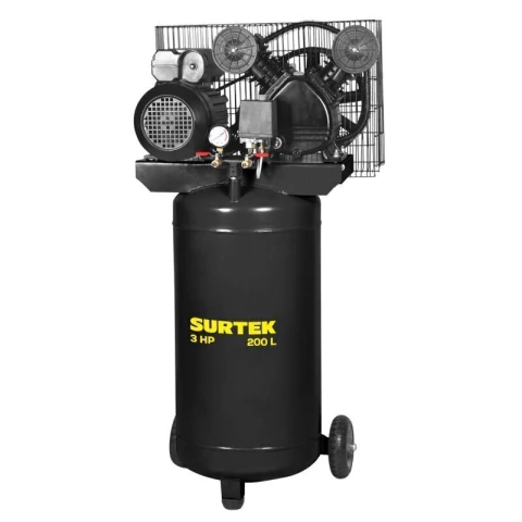Compresor de aire eléctrico con transmisión de banda vertical 200 Lt, 3 HP, 200 V