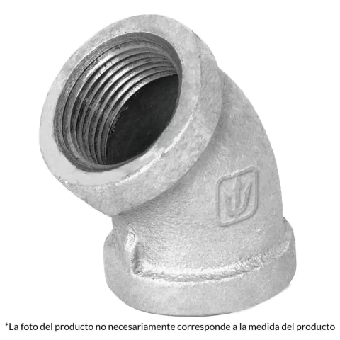 Codo 45°, acero galvanizado, 2"