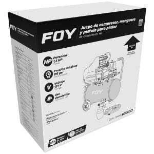 Compresor de aire eléctrico lubricado con pistola y manguera 25L, 1.5HP, 127V