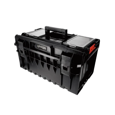Caja portaherramientas plástica modular con compartimentos color negro 23" x 15" x 12"