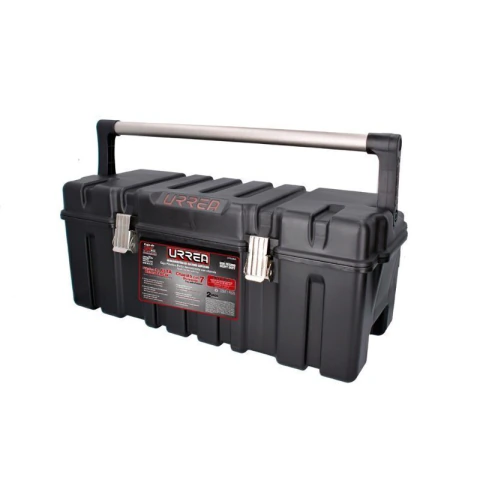 Caja portaherramientas plástica con broches metálicos color negro