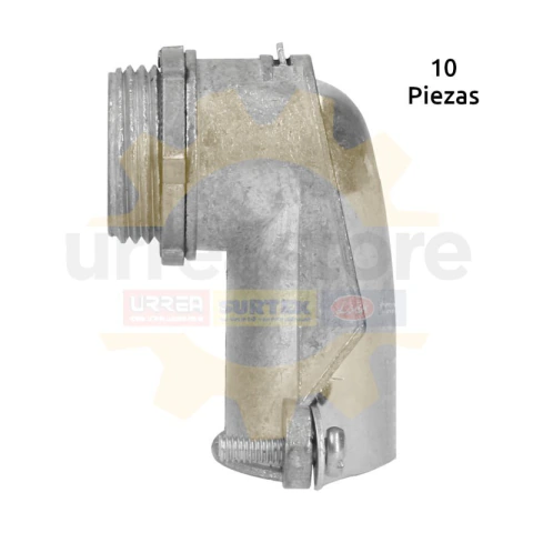 Conector curvo metálico para tubo flexible 1/2"